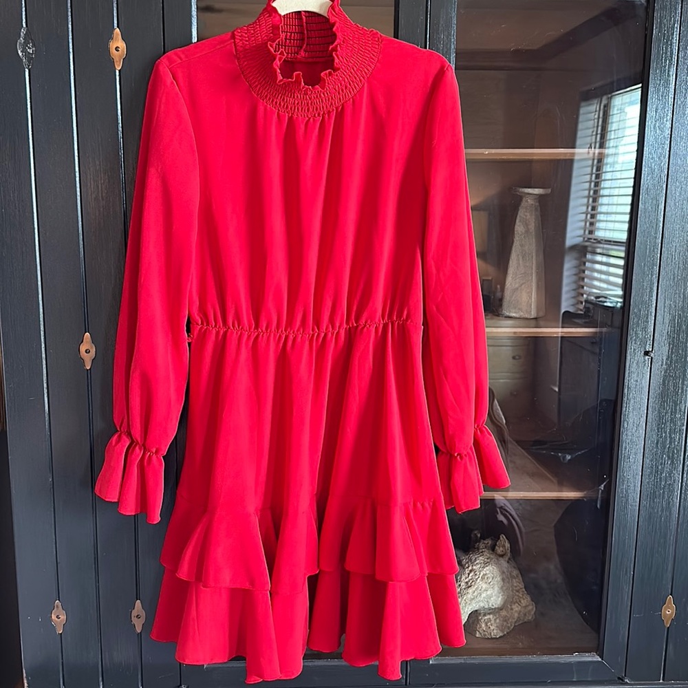 Simple red flattering dress